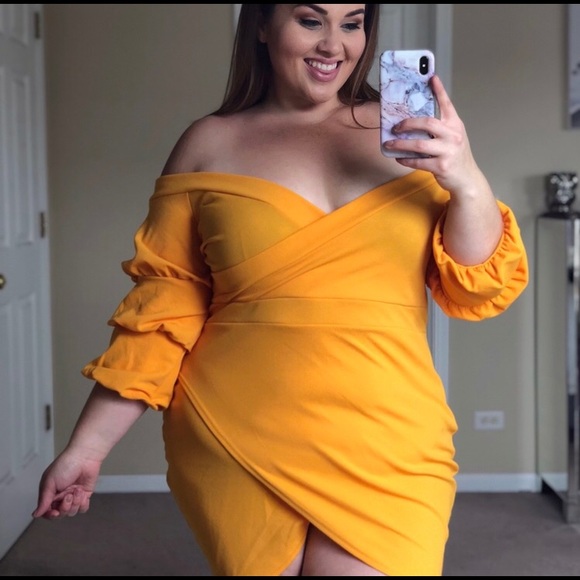 off the shoulder wrap bodycon dress